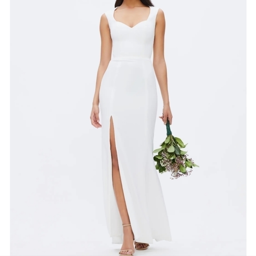 Dress the Population Womens Monroe Side slit downOff white Maxi dress sz S
